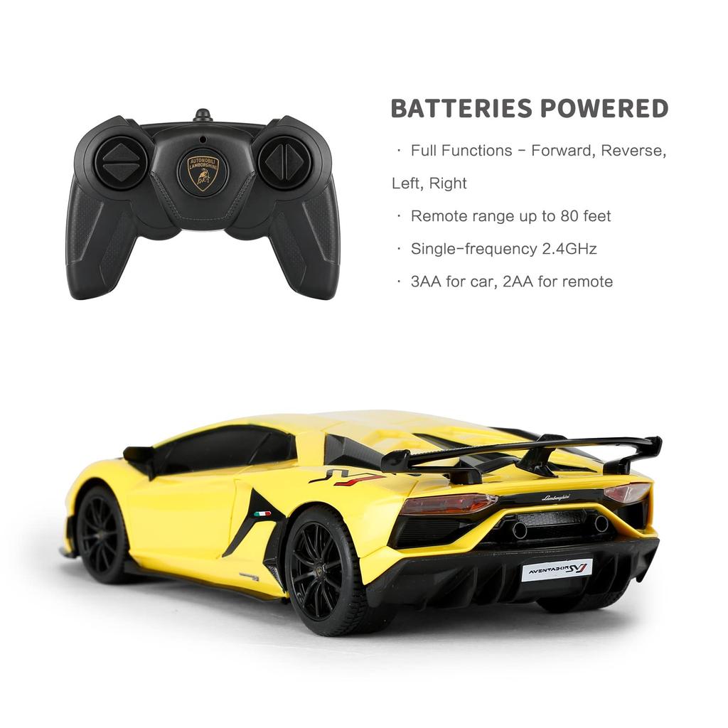RASTAR 124 Lamborghini Aventador SVJ Radio Control Car, 2.4GHz, Yellow