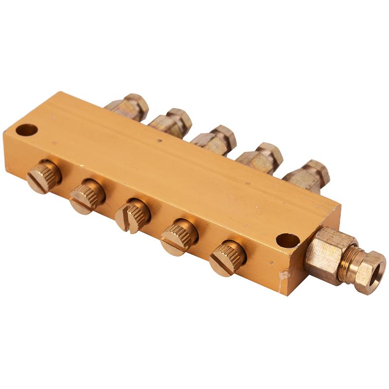 

Fresh 2X Lubricating Oil Distributor Air Pressure Regulating Distributor Manifold Block 6Mm Inlet 4Mm Out (1 Inlet 5 Outlet) золотий
