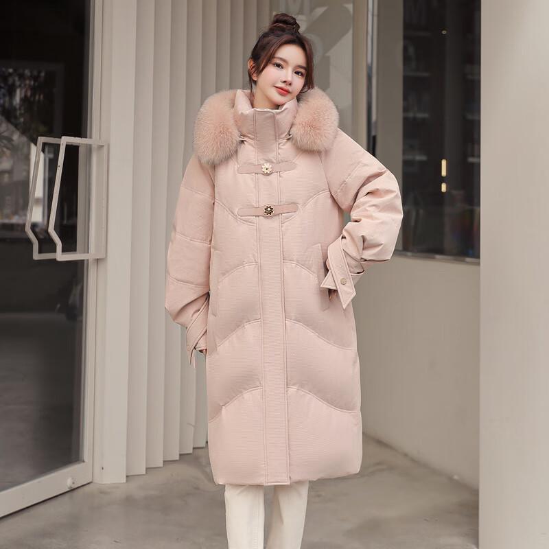 

SNOWFLYING 2024 Women s Long Fox Fur Down Jacket M