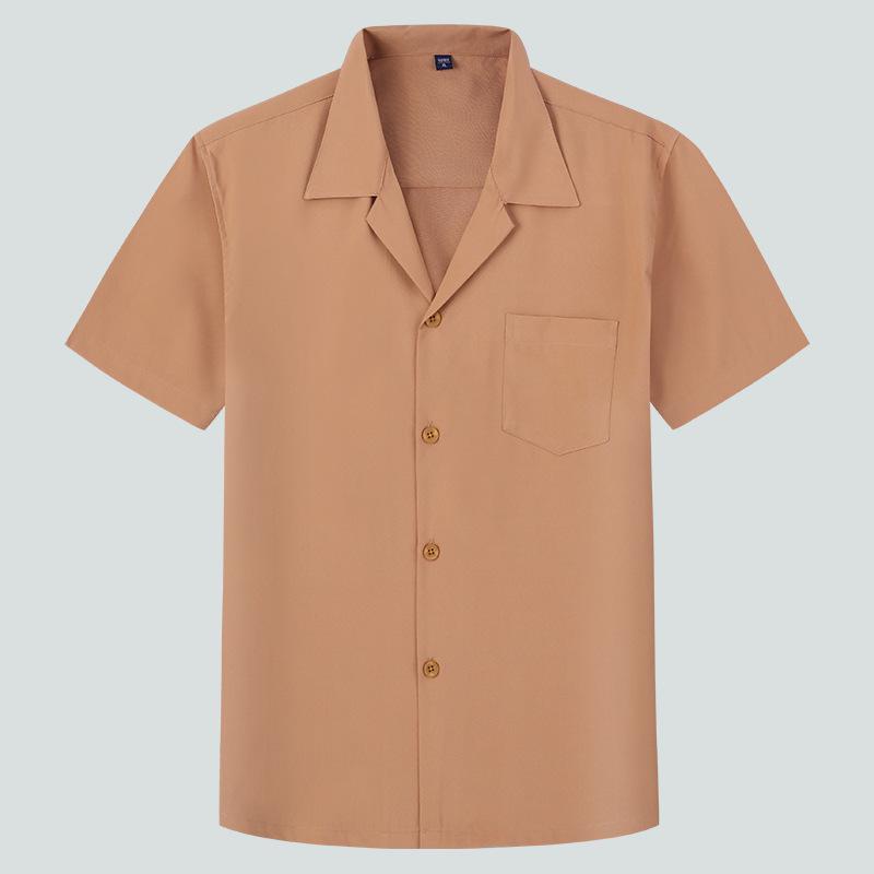 Dongyu Men's Casual Loose Solid Color Short-Sleeve Lapel Shirt for Spring and Summer