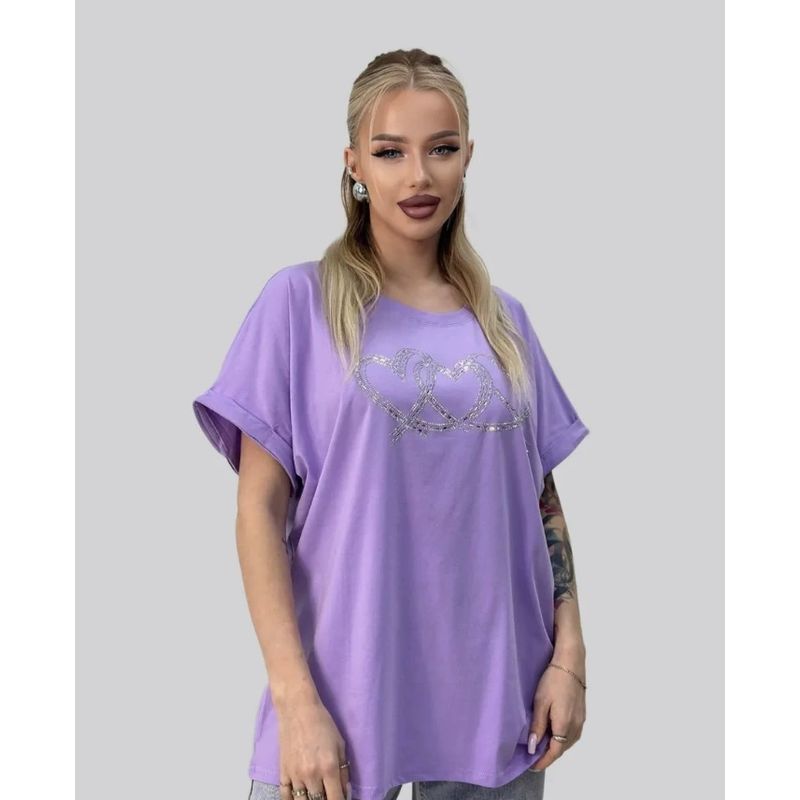 Loose Printed T-shirt Western Style New Fashion Loose Casual Diamond Short sleeve Cotton T-shirt Top