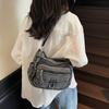 Borsa a tracolla in denim vintage multi-tasca da donna