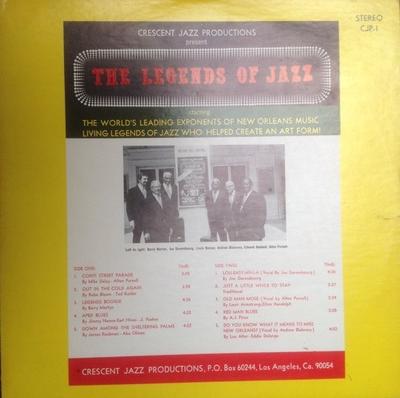 LP Record LEGENDS OF JAZZ - The Legends Of Jazz CJP1 Crescent Jazz P 1973 US Jazz Used