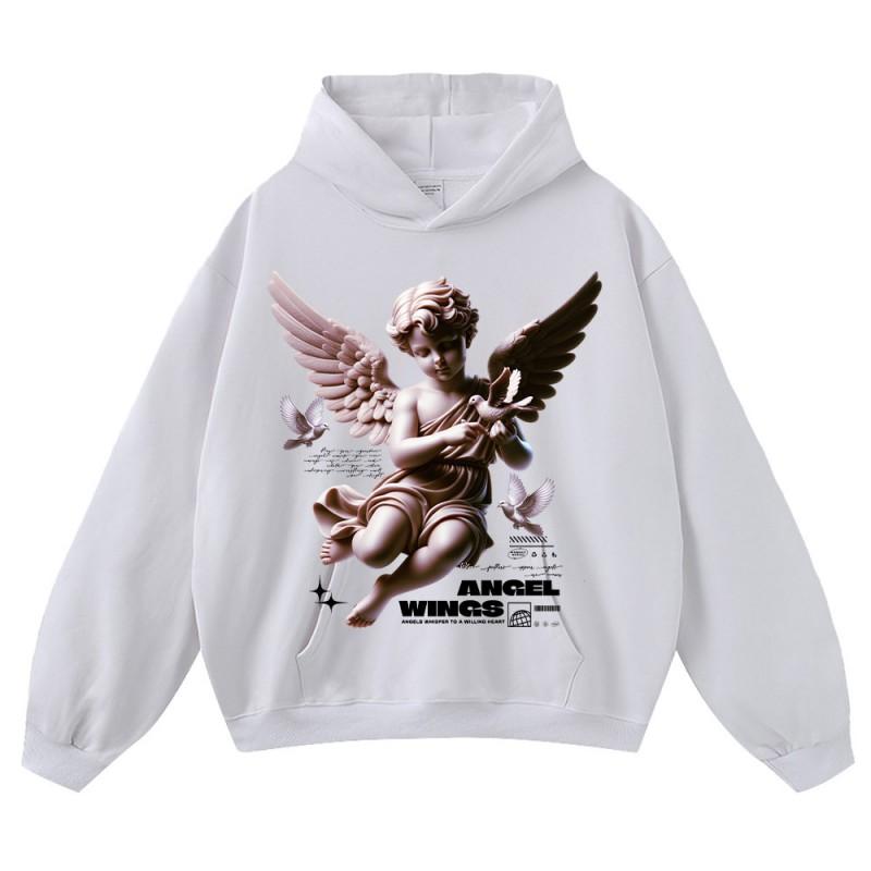 Vintage Hip Hop Oversized Distressed Hoodie With Graphic Print Loose Fit Streetwear Sweatshirt Men