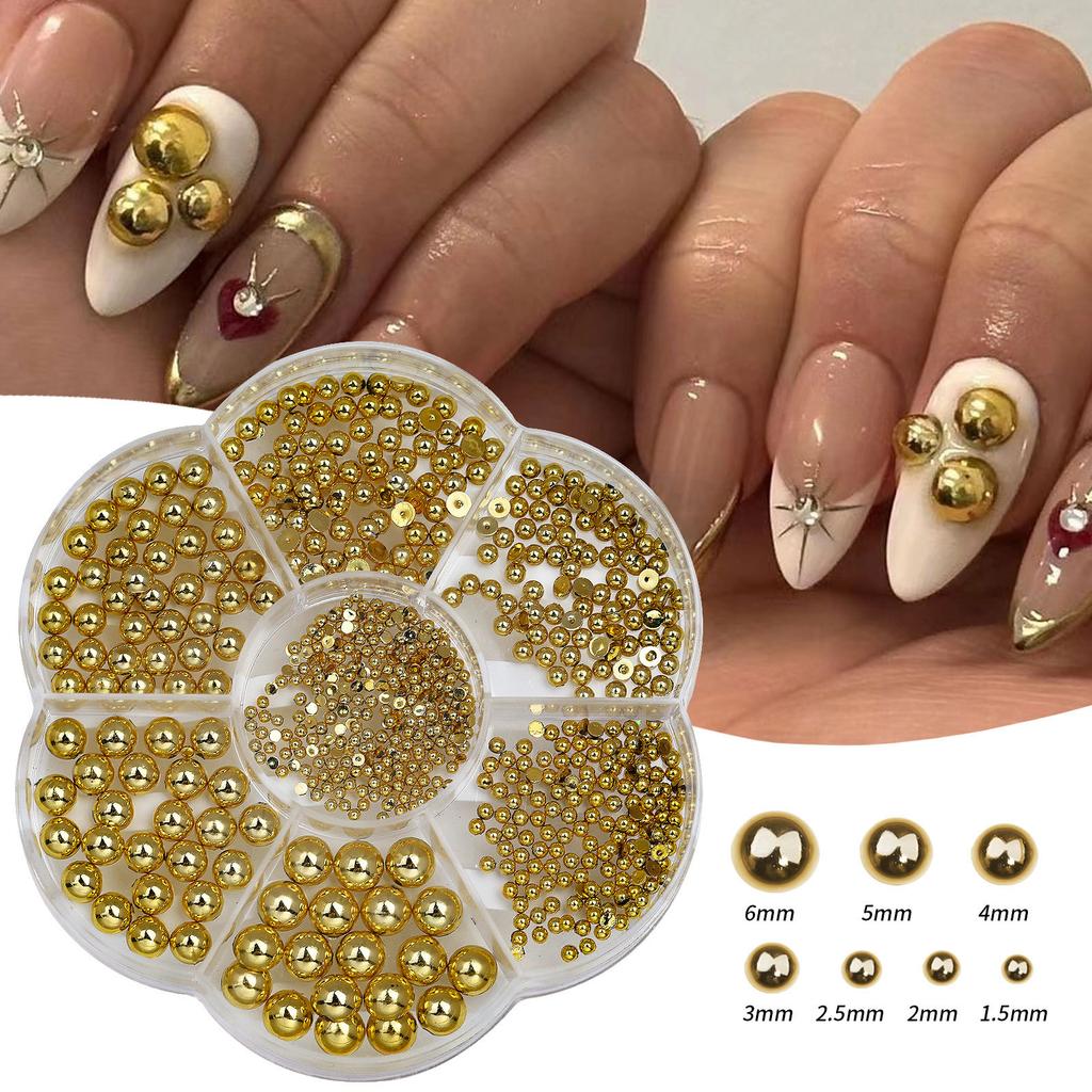 Semicircular Ab Pearl 7 Grid Plum Blossom Box Color Nail Art Pearl Diy Resin Pearl Nail Art Jewelry