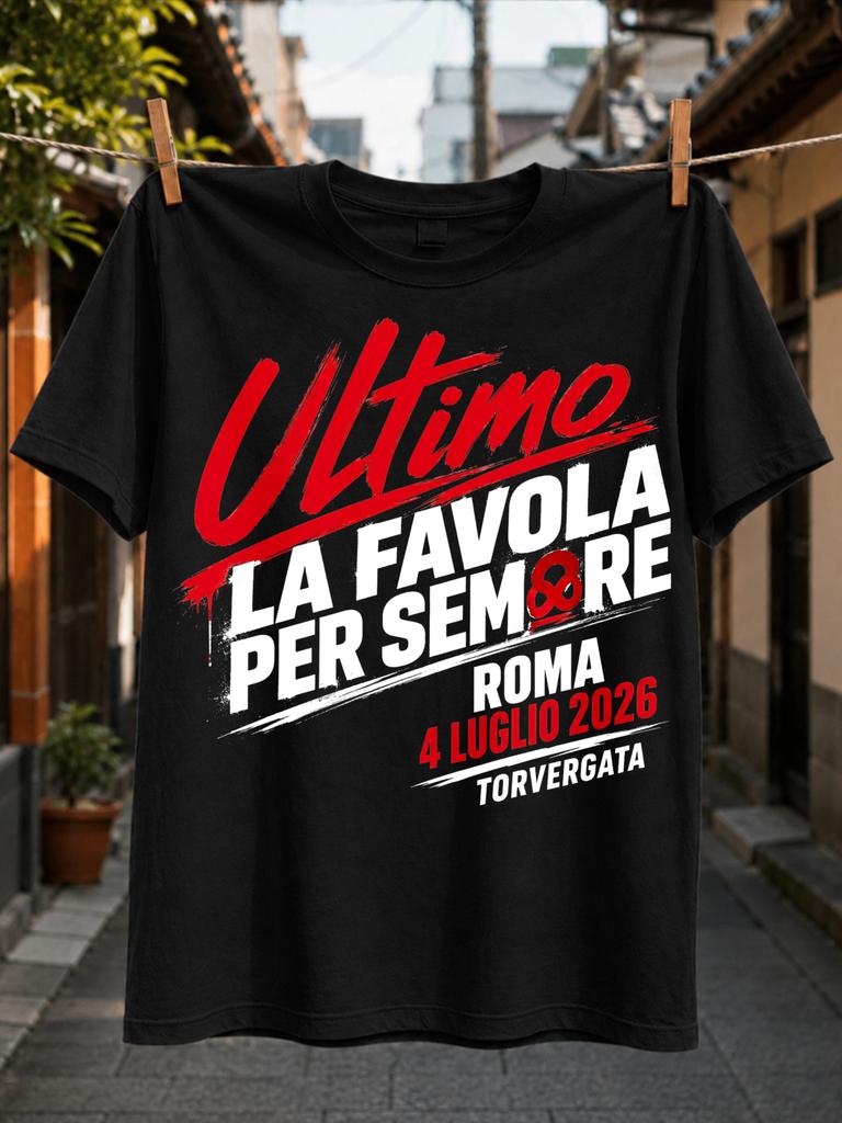 Ultimo La Favola With Diagonal Red Script Bold Concert Text Infinity Mark And Rome July 4 2026 Unisex All TShirt