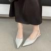 Spring 2025 New Pointed Thin Heel Buckle Bag Head Sandals Rear Air Middle Heel Fashion Women's Shoes