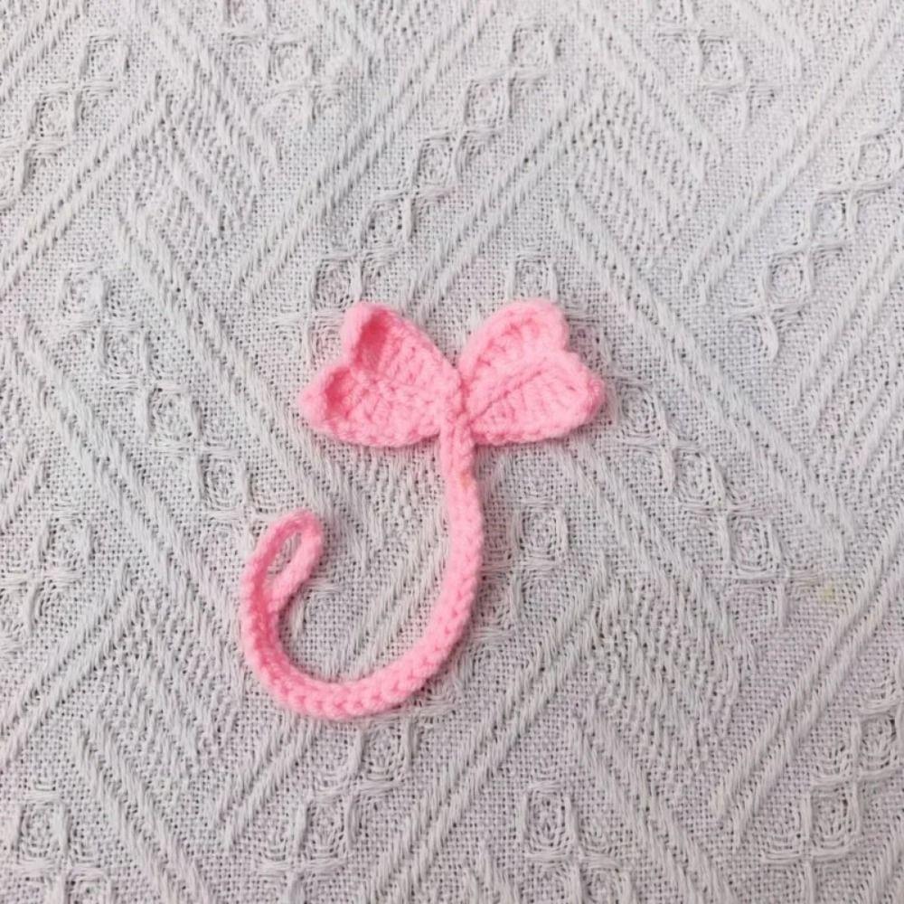 Knitted Green Leaf Bookmark Data Cable Strap Crochet Leaf Sprout Leaf Sprout Bookmark  DIY Craft