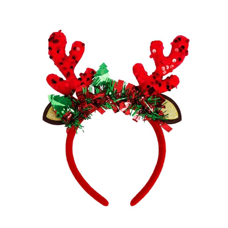 Christmas Reindeer Headband for All Age Party Accessories Sequined Hairhoop Festival Hairband Seasonal Costume Headwear
