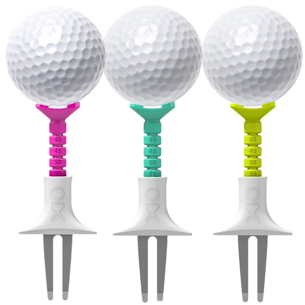 FlukeForest X10 Golf-Tee-Set Ver3 Verstellbare Höhe Flexibel Ball Grün Pflege Hutclip Golfzubehör ULTRAWAVE (3 Farben), (40-55mm), Tee,