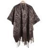 Autumn and winter women's double-sided thickened printed shawl cape retro cashew flower fringe split travel warm cape