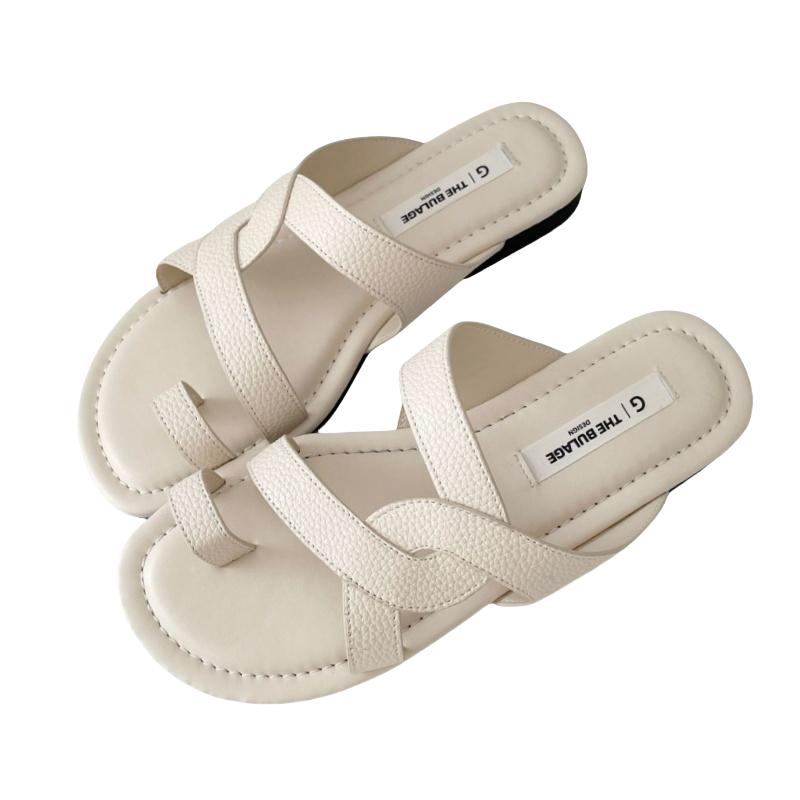 Women Sandals Retro Gladiator Casual Pumps Genuine Leather Low Heels Office Ladies Shoes Woman Summer Fashion Concise