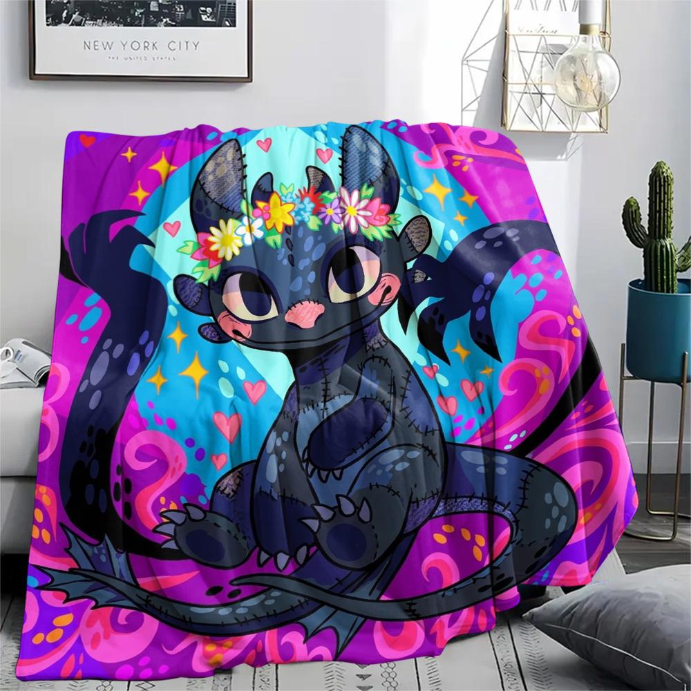 Toothless Night Fury Print Flannel Blanket, Ultra Soft High Quality All Seasons Warm Throw, Home Decor Cozy Blanket, Perfect Christmas Gift