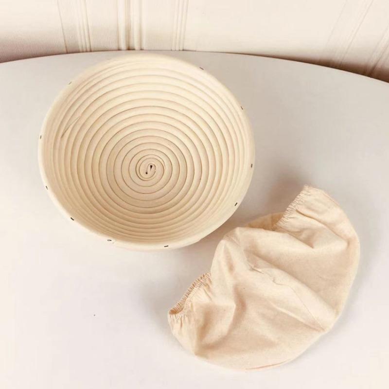 

1PC Round Bread Basket with Liner Cloth, for Bread Making Baking Fermentation, Baking Tools, Restaurant Kitchen Accessories Round