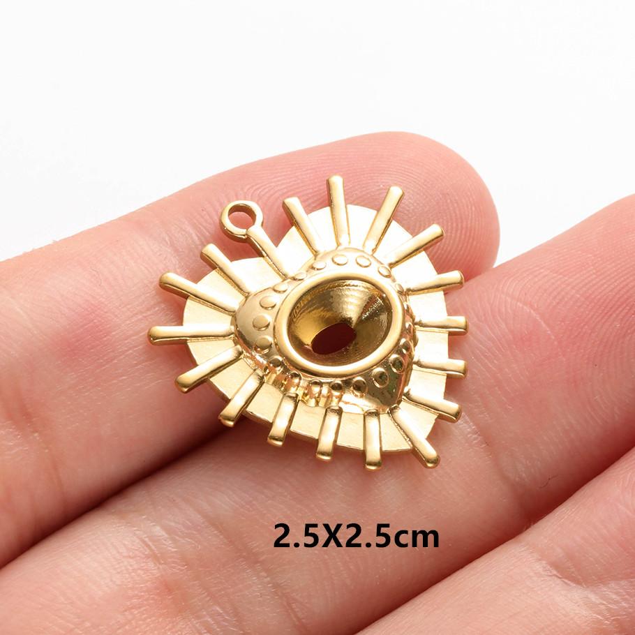 6pcs Real Gold Plated Blue/Dark Blue Rhinestone Evil Eye Pendant Stainless Steel Turkish Eye Charms For Jewelry Making Supplies