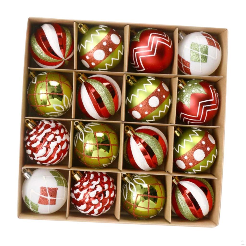 16 Pieces Christmas Ball Ornaments Hanging Crafts Charm Pendants Xmas Decorations for