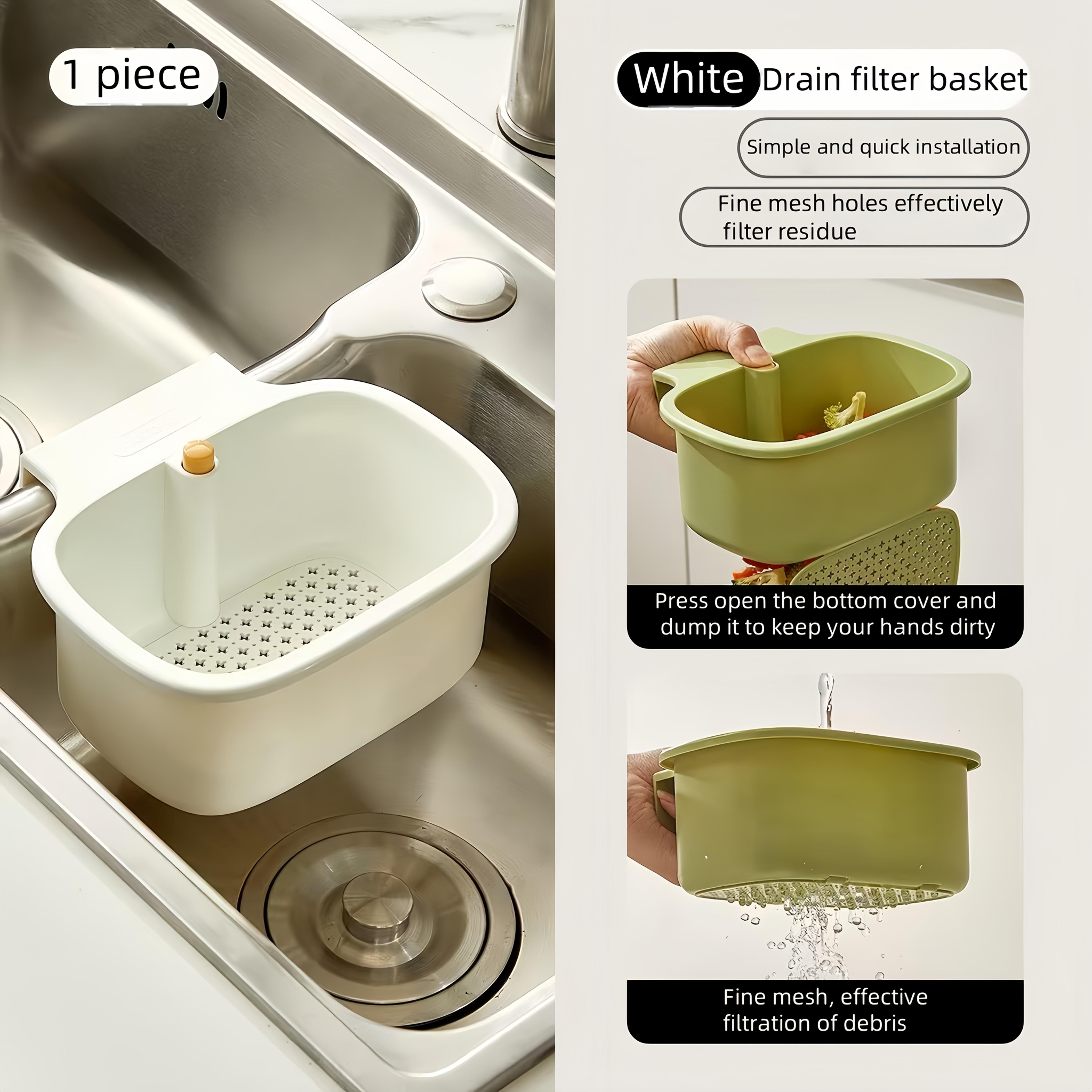 

Plastic Sink Filter Sewer Anti-Clogging Food Waste Strainer Adjustable Dumping Basket Sink Sponge Rack Kitchen Waste Drain Tools 1pc белый