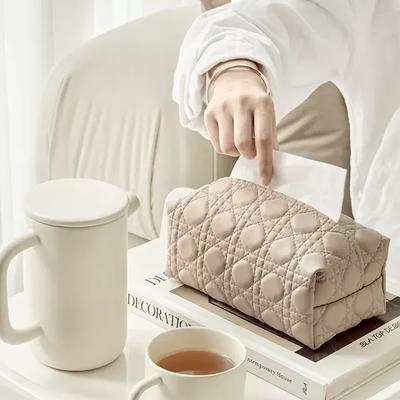 Leather Tissue Box Cream Style Tissue Box Living Room High-end Light Luxury Bedroom Coffee Table Paper Drawer Tissue Storage Box