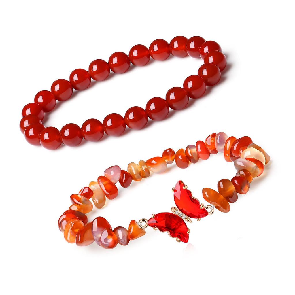 צמיד פרפר קריסטל אופנתי צמיד פרפר קריסטל ייחודי עם חרוזי אבן טבעית לאוהבי אופנה