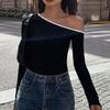 European & American Style Women's One-Shoulder Long-Sleeve Top