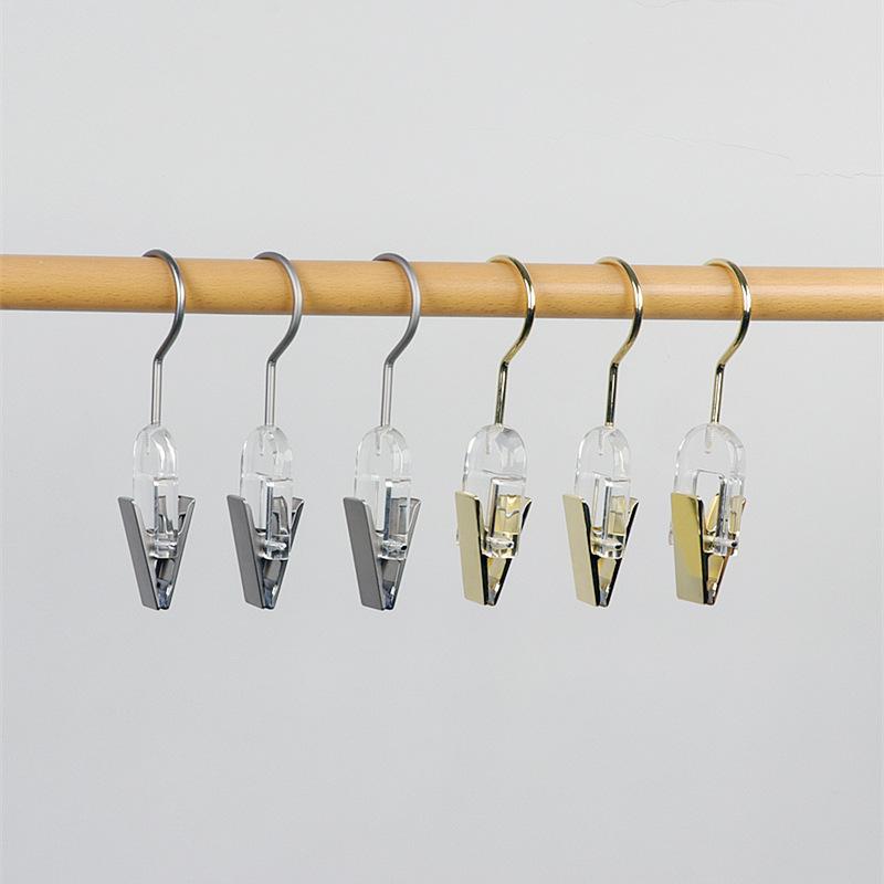 Large Transparent Crystal Acrylic Clothes Hook Clip with Stainless Steel for Socks and Pants