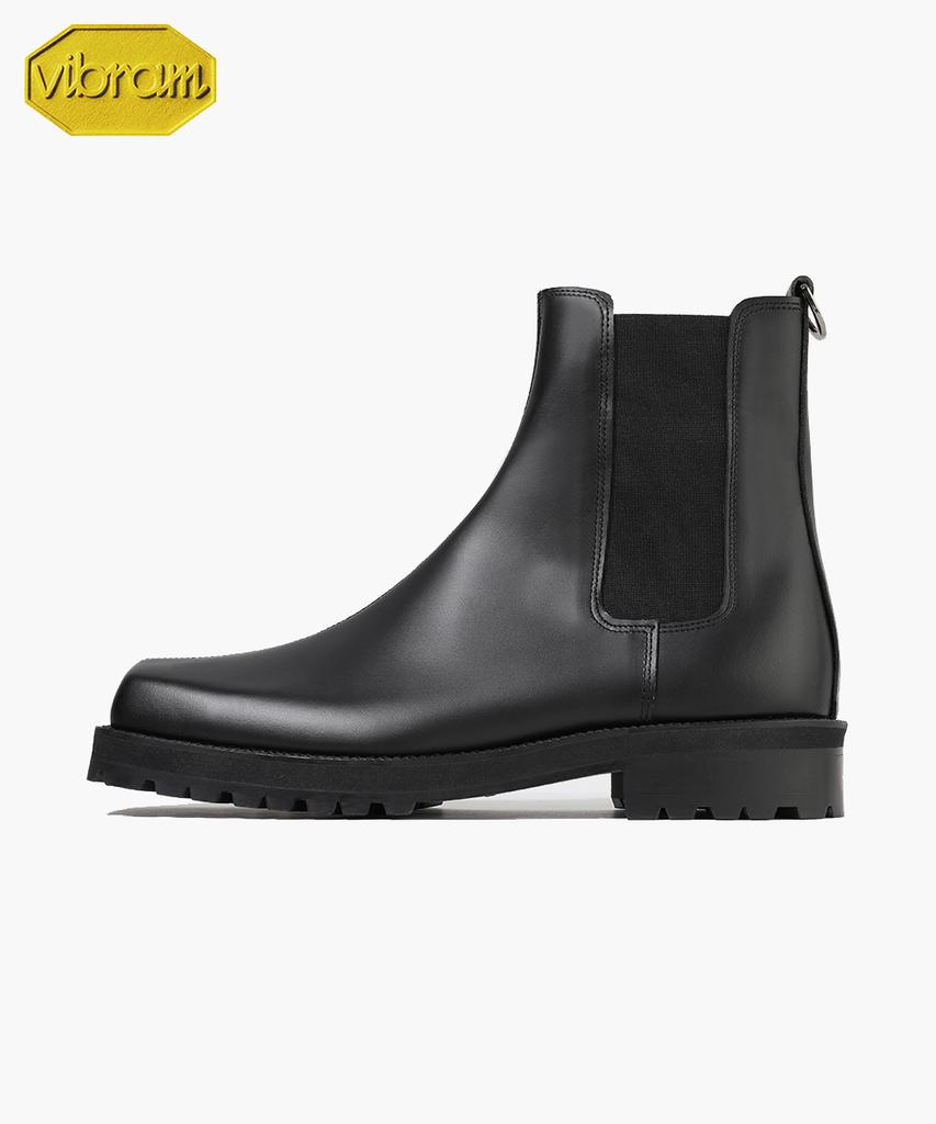Firenze Atelier [Vibram] Center Cut Square Toe Walker Sole Chelsea Boots 5706 [Black Fg]