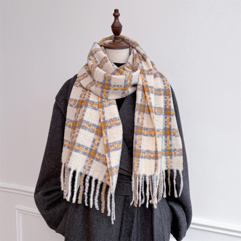 Luxury Winter Plaid Scarf For Women Men Warm Cashmere Scarf Designer Lady Pashmina Poncho Shawl British Style Headscarf Bufanda