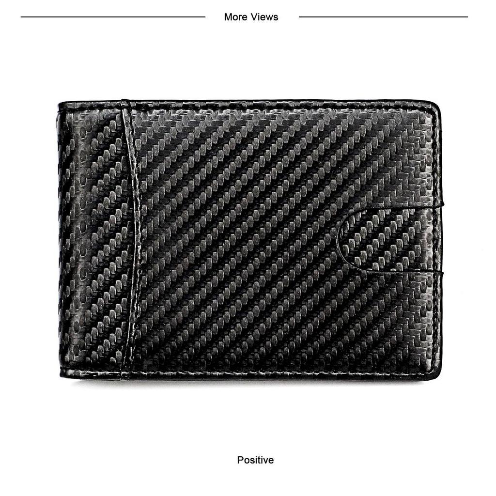 Men's Carbon Fiber Pattern RFID Short Wallet with Front Pocket Dollar Clip