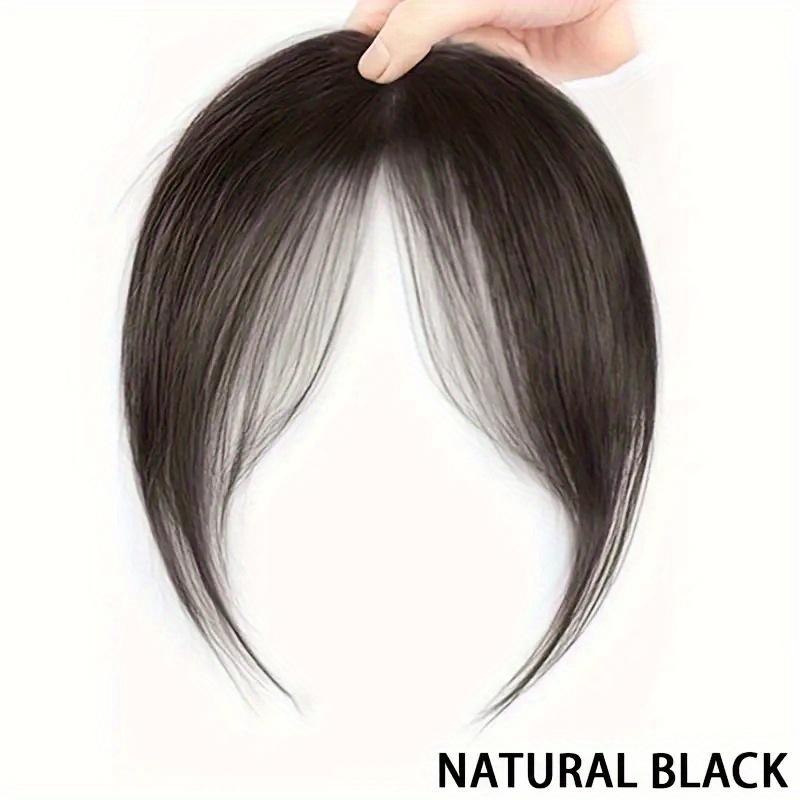 Elegant Straight Synthetic Scissor Bangs Wig For Women Heat Resistant Fiber Hair With Adjustable Snap Mesh Cap