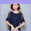 Summer Women Polka Dot Print Short Trumpet Sleeve Tops Stylish Casual Shirt