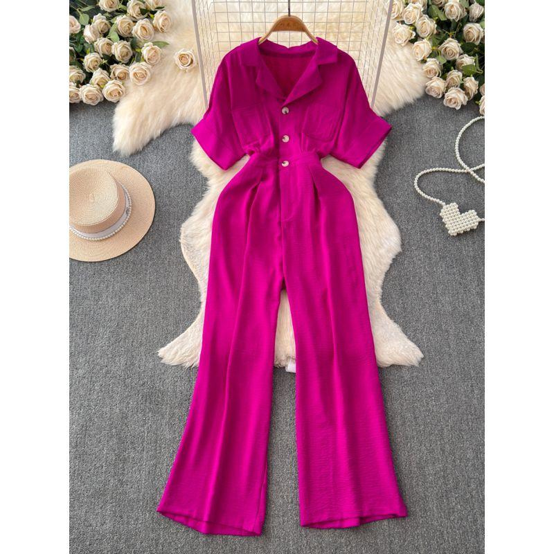 K-style High Waist Loose Pants Casual Straight-Leg Suit Collar