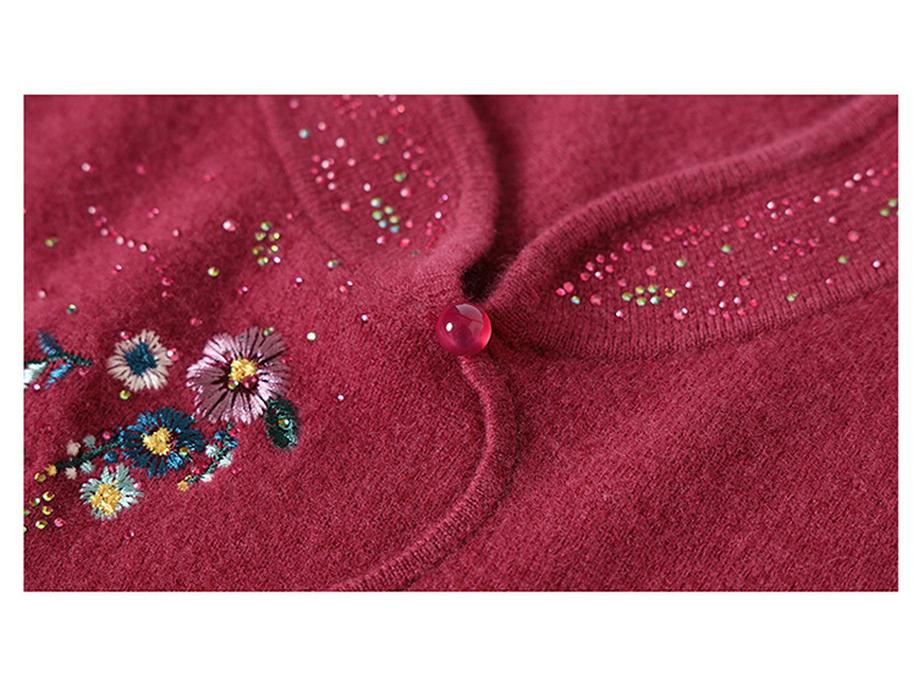 100% Pure Wool Autumn Winter Sweater for Moms - Stylish Qipao Collar Knitwear for Middle-Aged and Elderly Women.