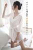 Roca Roca Lingerie Pajamas Mini Babydoll Roomwear Negligee Short Sleeve Nightwear Set Boyfriend Shirt Nightwear White Shirt-Style (White)