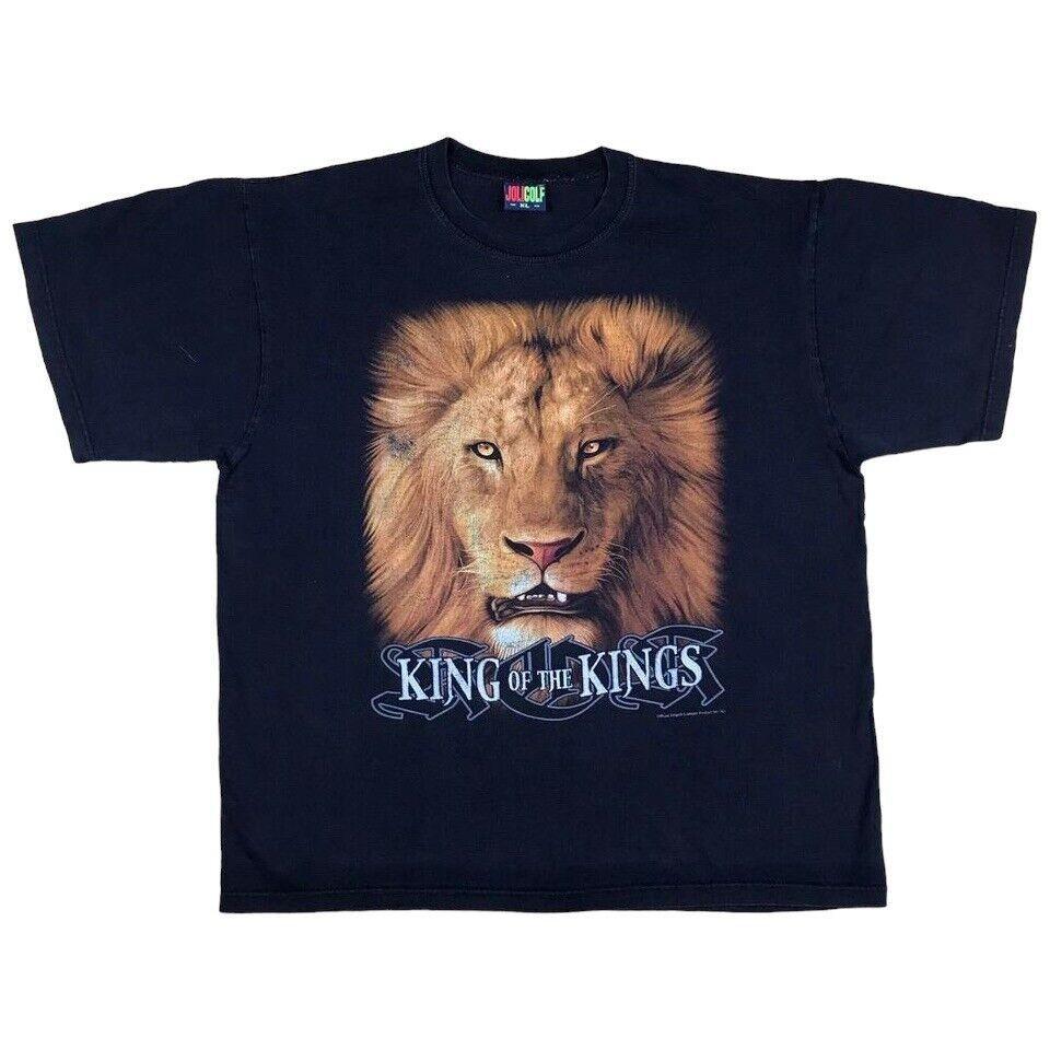 Lion T Shirt XL Vintage Black King of Kings T-shirt Vintage Graphic Oversized Unisex T-Shirt