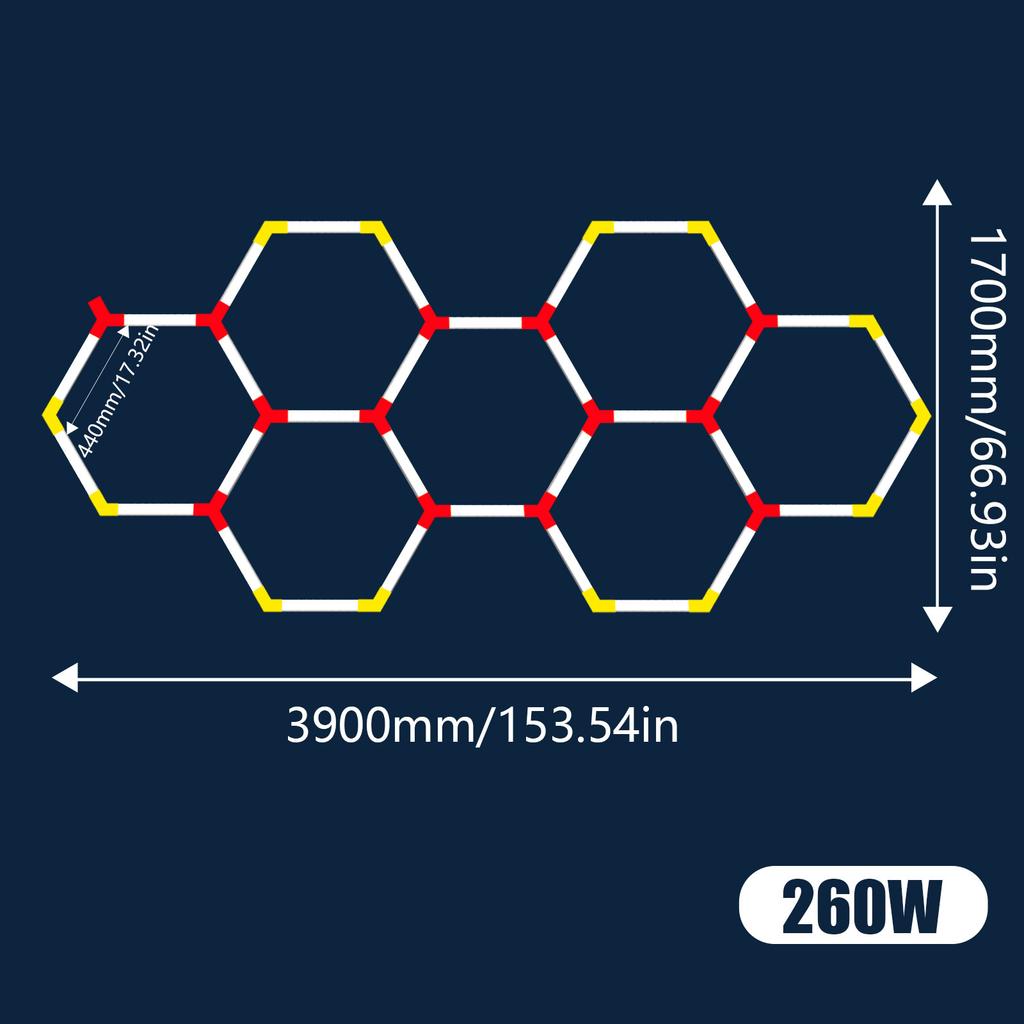 Garage Lights Hexagon Lamp 85-265V LED Tube Honeycomb Barbershop Ceiling Lighting For Workshop 4S Car Show Auto Body Repair Gym