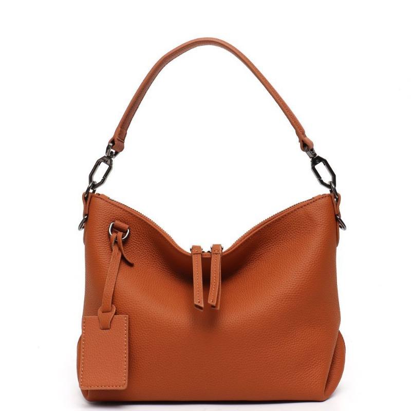 

High-end leather handbag stewardess bag lychee pattern Guangzhou underarm bag OEM length 38X height 25X width 13cm помаранчевий