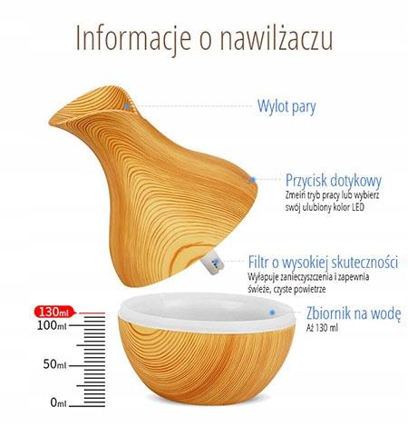 Nawilżacz powietrza dyfuzor zapachowy aromaterapia wydajny - eko design
