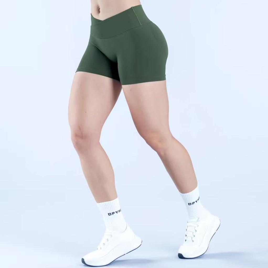 DF flat replacement high elastic fitness shorts hip lift shorts sports tight yoga pants peach hip yoga clothes wholesale