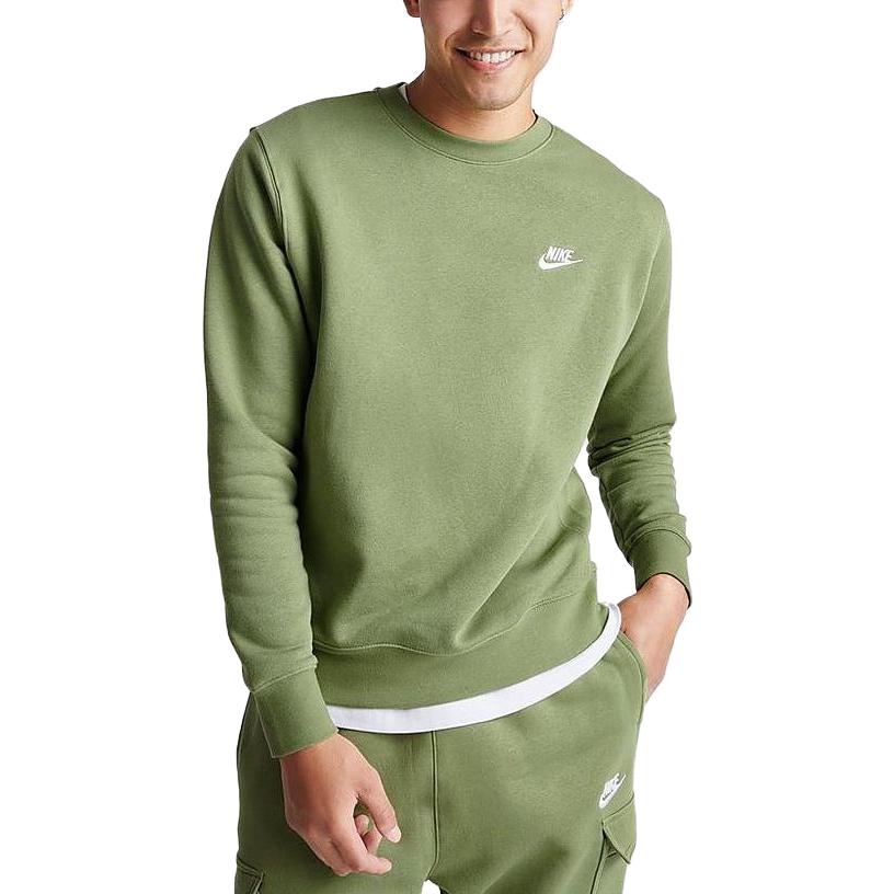 Nike Solid Color Crew Neck Pullover Logo Print Sweatshirt Unisex sweatshirt Green BV2662-334