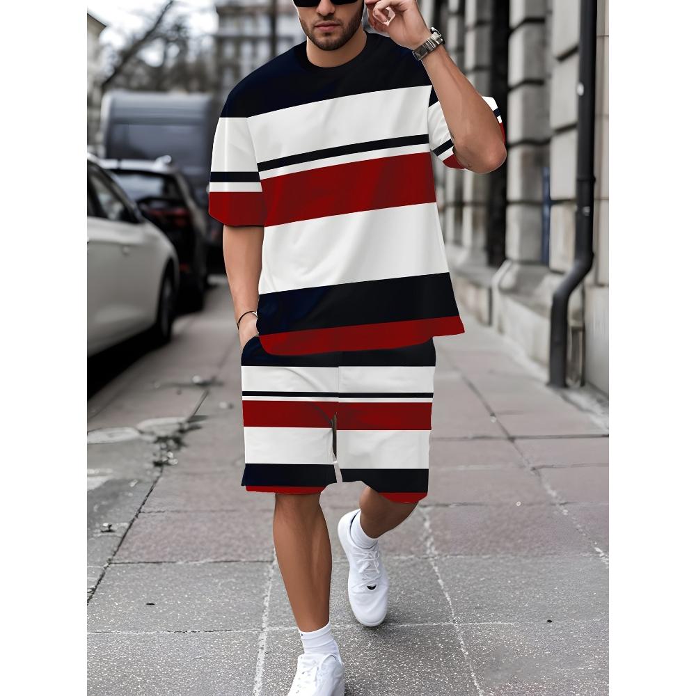 Men's Casual Fashion Simple Short-sleeved Shorts Set Comfortable Loose Sports Suit Versatile Unisex Sports Clothing