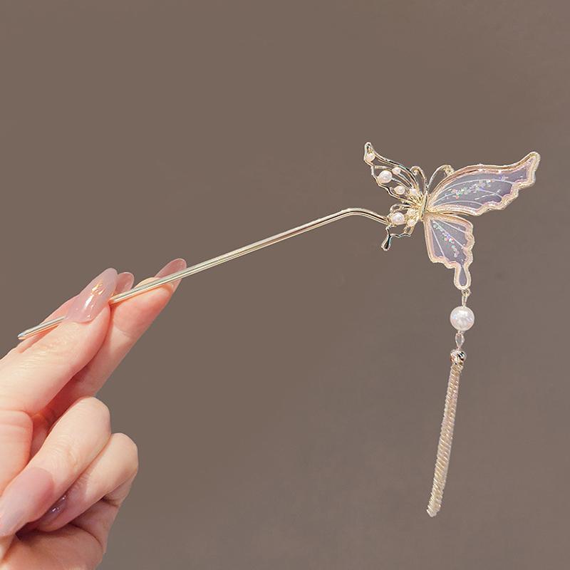 Vintage Butterfly Tassel Hairpin For Women Girl  Jewelry Gifts Headdress Hair Clip Chinese Hanfu Hair Sticks Accessories