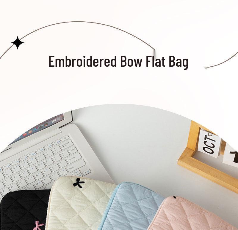 Korean Cute Diamond Embroidery Bow Tablet & Notebook Storage Bag (11/13/15 Inch)