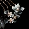 New Chinese Style Glazed Peony Flower U-shaped Round Hair Hairpin with Elegant Temperament Cheongsam Round Hair Hairpin