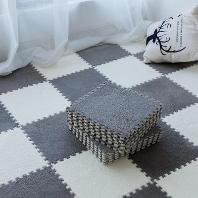 Tapete de Espuma para Bebê Engatinhar com Emenda Transfronteiriça - Pelúcia, Resistente à Sujeira, Cortável, para Sala de Estar ou Quarto