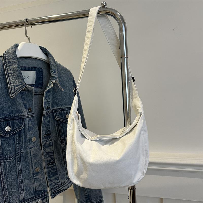 

Простая однотонная холщовая женская сумка-мессенджер большой вместимости, дорожная сумка для отдыха, наплечная сумка, легкая сумка-пельмень белый