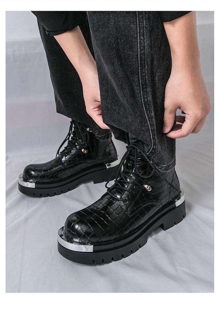 Men's Retro British Style High-Top Martin Boots - Autumn/Winter Thick-Soled Fashionable Large Size Shoes