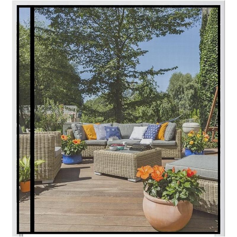 

Magnetic Screen Door Fits Door Size Screen Reversible Left Right Side Opening,Top Middle Anti-Tearing Mesh Net Curtain with Magnet,Black W70*H200cm