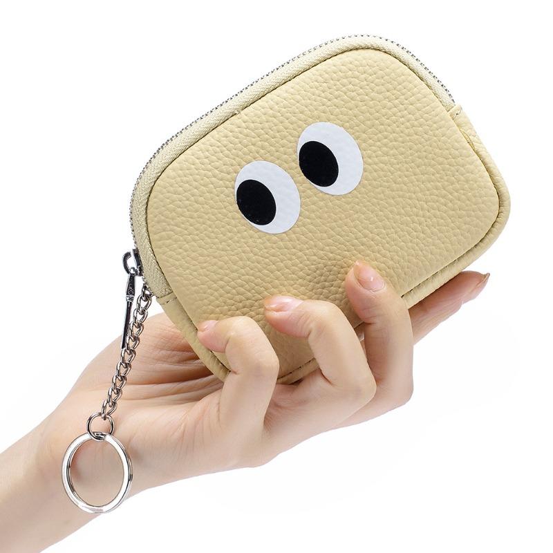 New Cartoon Cute Change Bag, Genuine Leather Mini Coin Bag, Niche Design Ins First-layer Cowhide Storage Bag for Women