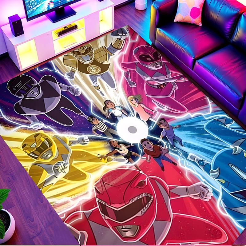 Mighty Morphin Power Rangers Print Rug, Washable Floor Carpet, For Entryway Dorm Laundry Room Office Study, Home Decor Birthday Christmas Gift