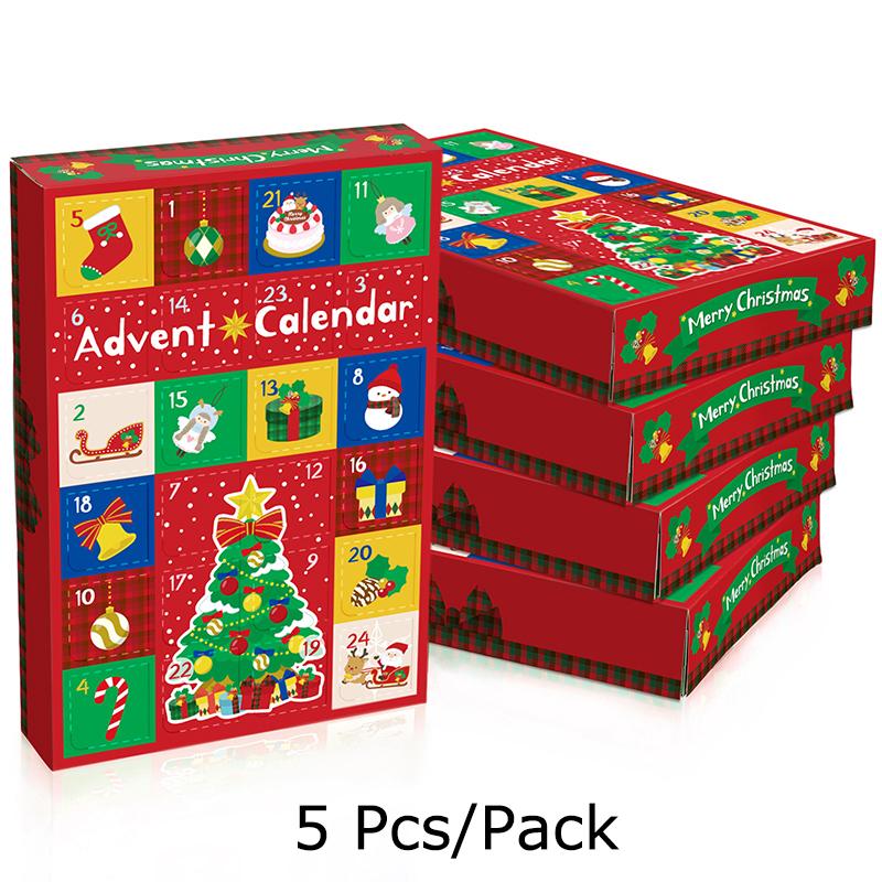 

5 шт. Упаковка-сюрприз Сделай сам Конфетный пакет Смешные Рождественские Упаковочные Коробки для Обратного Отсчета Адвент-календарь Упаковка для Подарков Сюрприз Рождество
